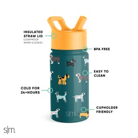 Simple Modern Kids Water Bottle with Straw Lid | Insulated Stainless Steel Reusable Tumbler for Toddlers, School | Summit Collection | 14oz, Dog Days
