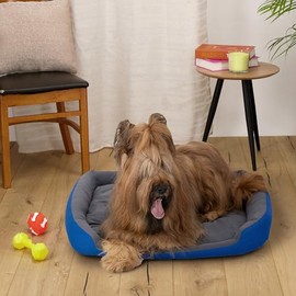 Cama para Perro, Resistente, Confortable, con Relleno Suave, Medidas y Color a Elegir (X-Large, Azul/Gris)