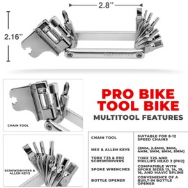 PRO BIKE TOOL 17-in-1 Bike Repair Stand - Lightweight and Durable Bike Tool Kit for Road and Mountain Bikes - Multi-function Bike Maintenance Set - Compact and Portable Design - 2.8 x 1.7 inches