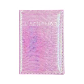 Holographic Metallic Passport Holder Waterproof Leather Passport Cover Card Case Travel Wallet for Kids Teens Adults, Pink, one size, Fashion