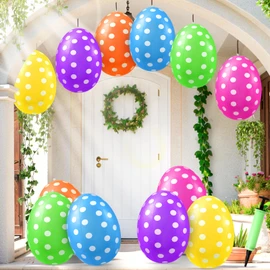 12 Pack 16" Inflatable Easter Eggs with Pump - Durable Outdoor Decor for Egg Hunts, Garden & Parties | 6 Vibrant Colors, Puncture-Proof, Ultra-Quiet Inflation, CPC-Certified Kids Toys