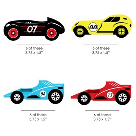 Let’s Go Racing - Racecar - DIY Shaped Race Car Birthday Party or Baby Shower Cut-Outs - 24 Count
