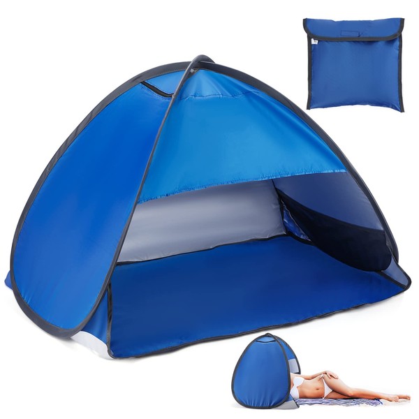 zerotop Tente de Plage Abri Soleil Pop Up Automatique Mini Tente, Protection UV Abri de Plage Instantané avec Sac de Rangement, Tente d'appui-tête de Camping légère et étanche pour Le Camping