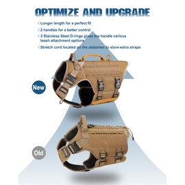 Tactical Dog Harness - PETNANNY Service Dog Vest for Large Dogs Fully Body Coverage in Training Dog Harness with 2 Reflective Dog Patches, Handle, Hook and Loop Panels, Dog MOLLE Vest (Khaki, M)