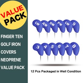Golf Iron Headcovers Velcro Closure Printed Numbers Value 12 Pack,Golf Iron Head Covers Soft Durable Protector Lightweight for Men Women (Blue)