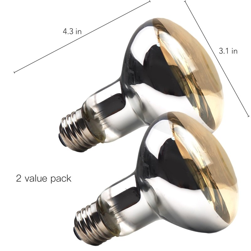 ReptiKing 100W Reptile Heat Lamp Bulbs, 2 Value Pack, Daylight
