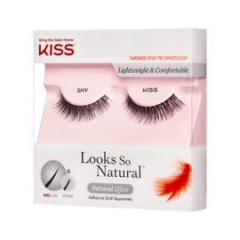 KISS Looks So Natural False Eyelashes Double Pack, Lightweight & Comfortable, Tapered End Technology, Reusable, Cruelty-Free, Contact Lens Friendly, Style 'Shy', 2 Count (Pack of 1) Fake Eyelashes