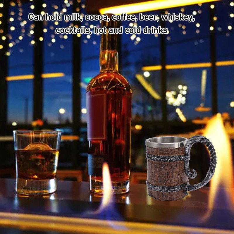 Viking Beer Mug with Handle 304 Stainless Steel Double Wall