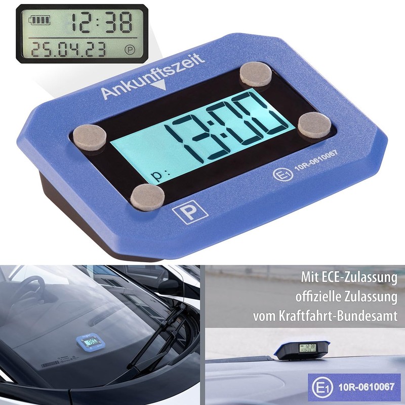 Lescars Parking Meter: Compact, Digital Electric Parking Disc, ECE Approval,