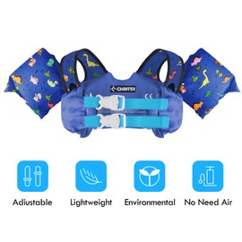 Chriffer - Chaleco salvavidas para niños y niñas de 22 a 65 libras, flotadores con arnés de hombro, alas de brazo para bebés de 2,3,4,5,6,7 años