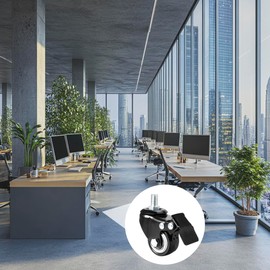 YOKIVE 4 Pcs Threaded Stem Caster, Polyurethane Swivel Wheel Threaded Stem Casters with Brake, Great for Carts Shelves Racks Daily Use (Black, M10x15mm)