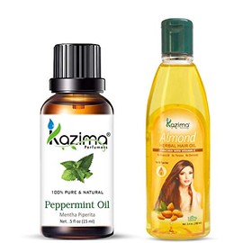 KAZIMA Combo of Peppermint Oil 15ML and Almond Herbal Hair Oil 100ML