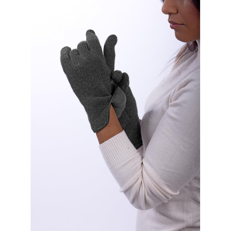 CLASSE77 - Wool Cashmere Gloves Lined with Leather Edging for