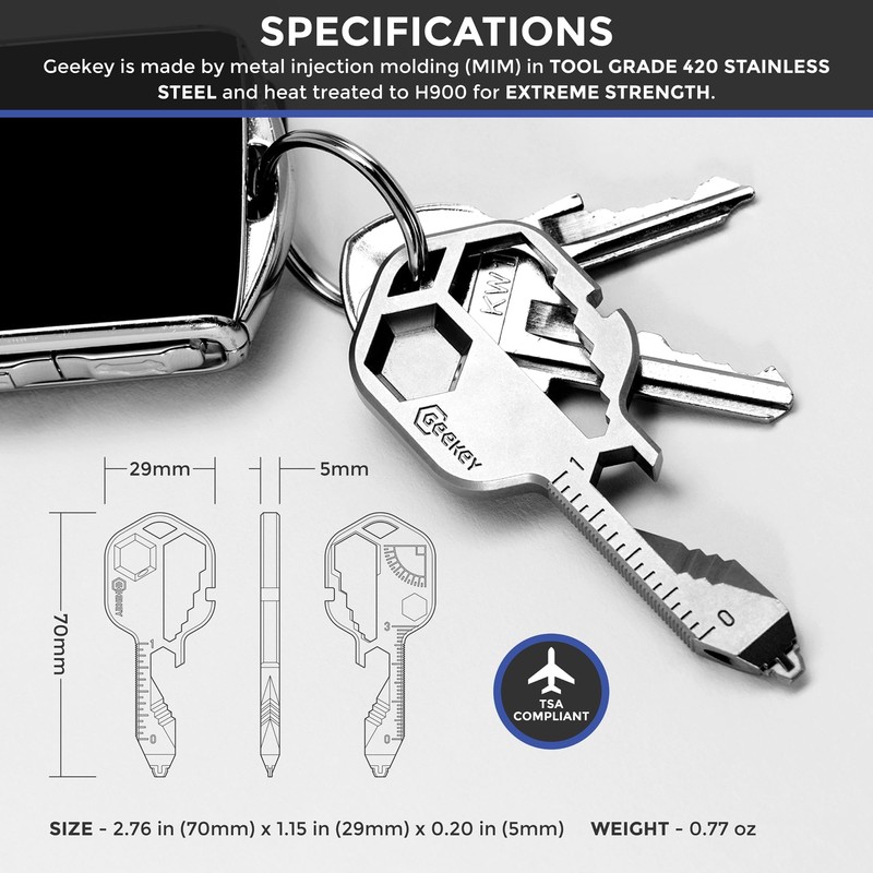 Geekey Keychain Multitool – EDC Tool with 16+ Functions |