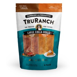 TRURANCH Large Collagen Rolls Roast Beef & Pumpkin Pie, 1 Bag, 8 Count, Holiday Limited Edition, Hydrolyzed Collagen, Rawhide Free, Healthy Limited Ingredients, for Small, Medium and Large Dogs
