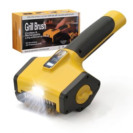 Electric Grill Brush - Cordless Rechargeable Electric Grill Cleaner with Dual-Speed Motor for Outdoor,No Bristle Shedding BBQ Brush Cleaner, with 90 Mins Working Time, LED Light, 3500mAh, Idea Gift