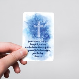 Wallet Scripture Cards - Baptism, Col 2:12 - Pack of 12 Inspirational Christian Cards With Scripture Encouragement, Bible Verse Cards For Women & Men, Christian Cards For All Occasions