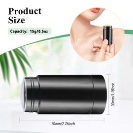 Mirrline 12 Pcs 15g/0.5oz Black Deodorant Containers Refillable Bottom Refilling Round Stick Plastic Twist Up Deodorant Bottles for DIY Chapstick Lip Balm Crayon