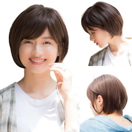 Linea-Storia Medical Wig, Full Wig, Short, M Wig, JIS Standard, Angel Manish Short (with Skin) (M, Natural Black)