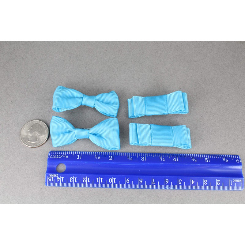 Turquoise 4 small Bows 2 inches wide barrette alligator hair