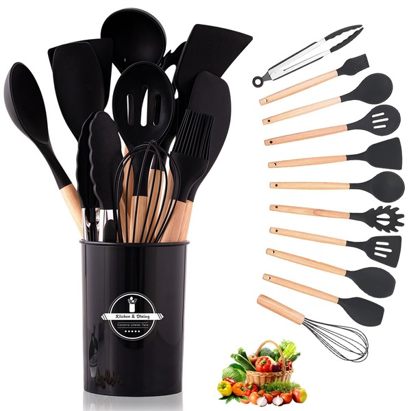 Juego de 12 Herramientas de Cocina Antiadherentes Resistentes al Calor，Utensilios