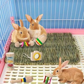 6pcs Wooden Rabbit Toys, Bunny Toys for Rabbits Indoor, Guinea Pig Toys for Boredom, Multi Colored Bite Resistant Bunny Stuff, for Chinchillas Hamsters Small Animals Playing Indoor Outdoor Bunny Gifts