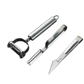 MYBURRGH Stainless Steel Vegetable & Fruit All in 1 Peeler with Meat Cutter and Hand Peeler-3 in 1 Cutter Slicer Vegetable Peeler for Kitchen Strong Vegetable Peeler(Pack of 3)