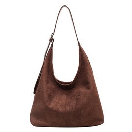 HiTotes Suede Bag Brown Suede Tote Bag Hobo Bag for Women Fall Purse Slouchy Shoulder Bag Large Slouch Bag Suede Purse Work Tote Handbag