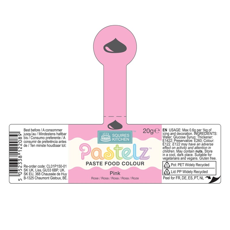 Squires Kitchen PASTELZ Pastel Food Colouring Paste - Pink 20g