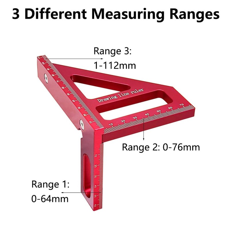 Woodworking Square Protractor, 3D Multi Angle Triangle Ruler Scriber 45/90