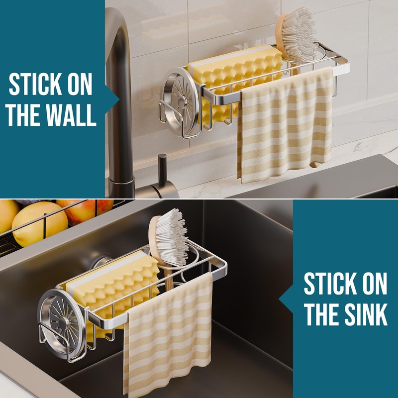 TAILI 4-in-1 Rustproof Sink Caddy & Sponge Holder with Removable