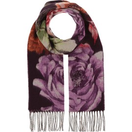 Giorgio Rimaldi Scarf 30 x 180 cm - Softer than Cashmere - Made in Germany - Scarf with Flower Motif for Women - Perfect for Autumn and Winter, plum