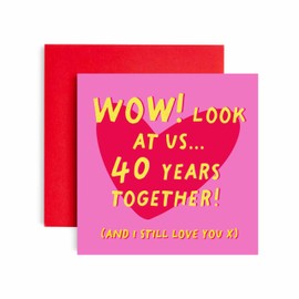 Huxters Wedding Anniversary Card for Husband or Wife - 40 Years Together - Anniversary Card for Mum or Dad - 14.8cm (40th)