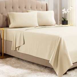 Empyrean Twin XL Sheets Set - 3 PC Super Soft Twin XL Bed Sheets - Double Brushed Microfiber XL Twin Sheets - Hotel Luxury Cream Beige Bed Sheets Twin XL Size, with 4 Corner Elastic Straps