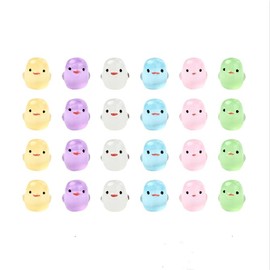 Gythara 60 pcs 6 Colors Luminous Chick Theme Resin Cabochons Glow in the Dark Lovely Cartoon Animal Flatback Charms for DIY Jewelry Embellishment Craft Phone Bag Shoes Decor
