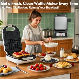 XANGNIER 6 Pcs Waffle Makers Clean Brush Kit for Belgian/Classic/Flip/Mini and All Iron Models - Non-Scratch Grid Brush emove Sticky Batter/Burnt Residue - Deep Clean Tool for Waffle Makers
