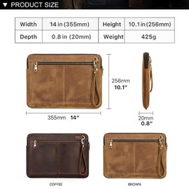 CONTACT'S FAMILY Leather Laptop Sleeve Compatible with 14.2inch MacBook Brown