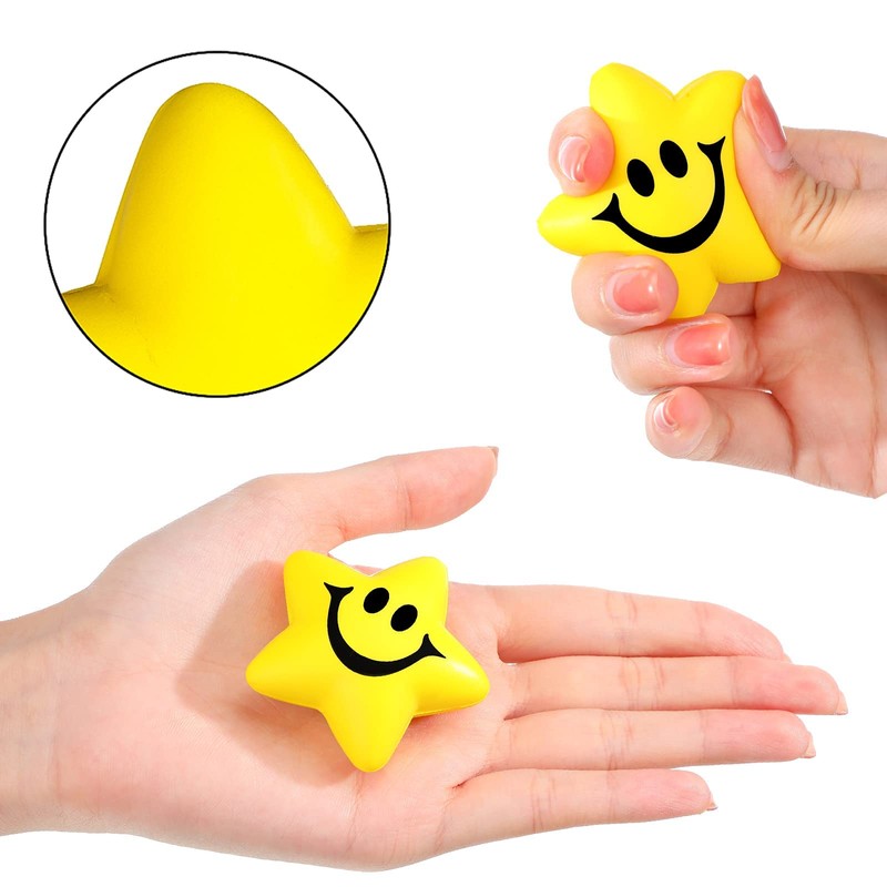 30 Pieces Star Smile Face Stress Balls Mini Foam Smile