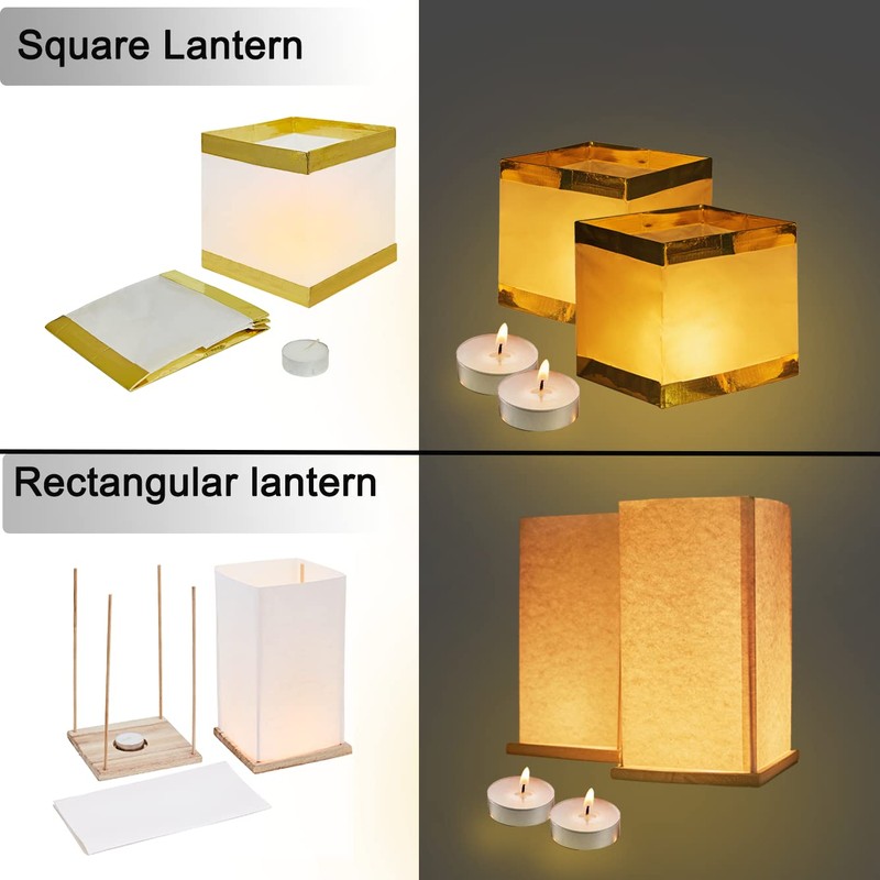 FUELYE 12Pack Floating Lanterns Square Rectangle Sets,Outdoor Lanterns Decorative with