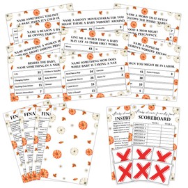 Baby Shower Friendly Feud Game, Pumpkin Funny Feud Quiz Set for Family Game Night, Fun Trivia Quiz for Adults Friend Large Group Team Building, Gender Reveal Baby Shower Party Activity Decorations -03