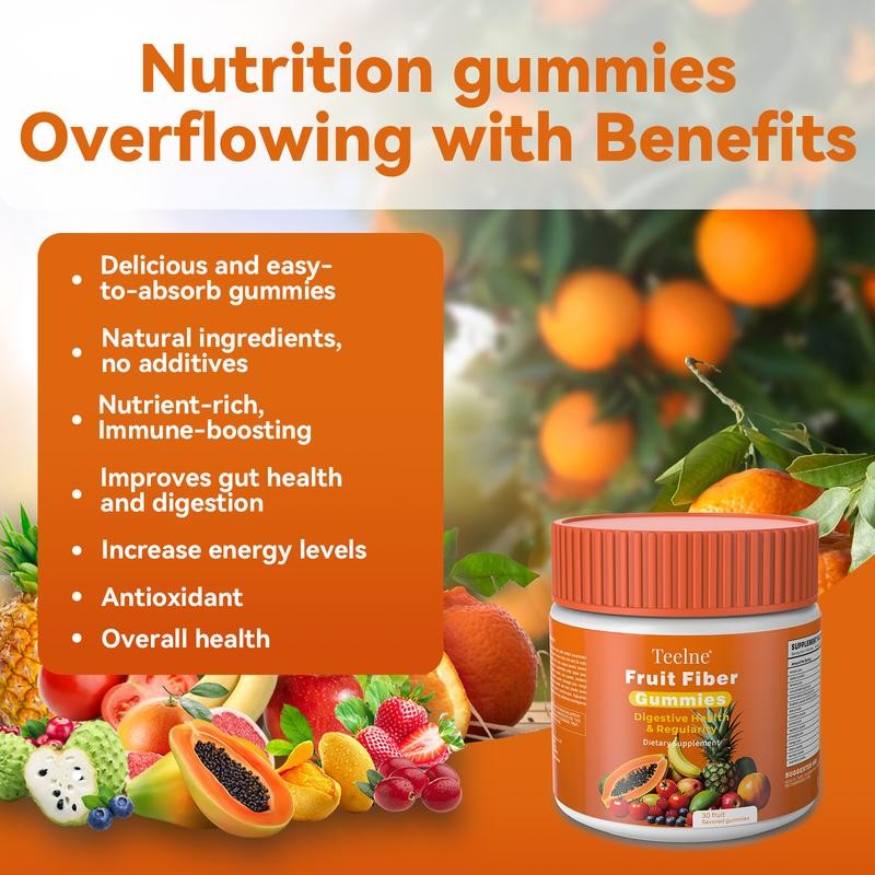 Teelne 16 in 1 Fruit Fiber Gummies, Dietary Edible Vitamin