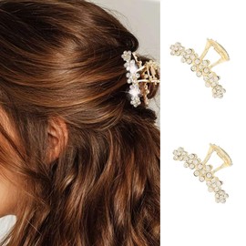 CASDRE Rhinestone Hair Clips Sparkly Metal Hair Claw Clips Mini Flower Hairpins Accessories for Women (Pack of 2) (Color A)