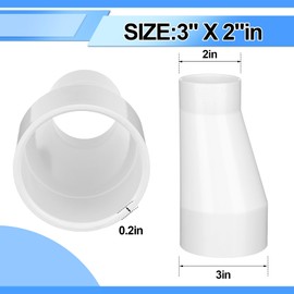 Pushglossy 3" X 2" PVC Pipe Fitting Compatible with 429-E Series Eccentric Reducer Coupling Schedule 40 Suitable for High-flow Capacity, Plumbing, Irrigation, Pool, Spa, White