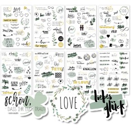 Gentle North Wedding Guest Book Stickers (8 Sheets) - Vintage Wedding Stickers for Guest Book, Scrapbook, Bullet Journal, or Photo Album with Love - Wedding Decoration with Heart