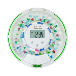 WECKEW WECKEW Automatic Pill Dispenser with 28-Day Electronic Medication Organizer, 6 Dosage Templates, Easy-Read LCD Display, Sound & Light Alerts & Key for Prescriptions, Vitamins, Supplements & More