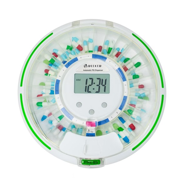 WECKEW WECKEW Automatic Pill Dispenser with 28-Day Electronic Medication Organizer,