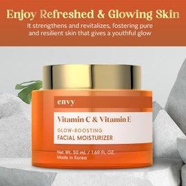 Envy Vitamin C & Vitamin E Face Moisturizer Cream - Hydrating, Reduces Acne Scars & Fine Lines - Anti-Aging, Dermatologist Tested for All Skin Types - 1.69 Fl. Oz