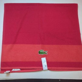 Lacoste New Lacoste Bath Towel 100% Cotton Loops Red 30x52 In Embroidered Crocodile Logo