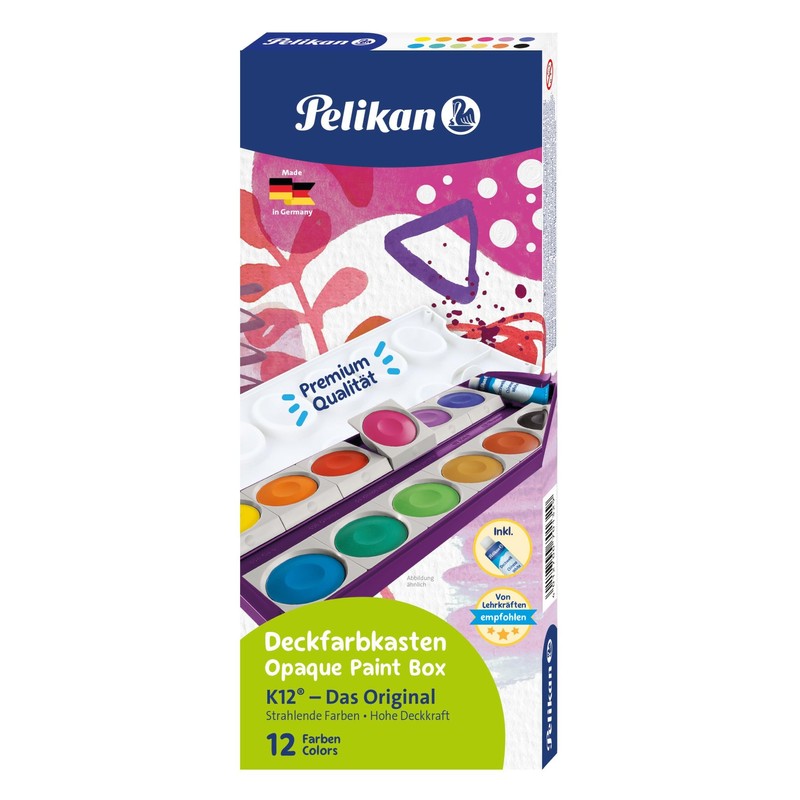 Pelikan 701327 Paint Box K12 Opaque Paint Box with 12