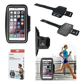 DFV mobile - Armband Professional Cover Neoprene Waterproof Light Reflecting Wraparound Sport with Buckle for Oukitel U8 Universe Tap - Black
